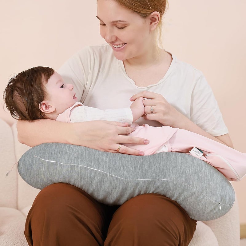 FUNUPUP Rayon Made from Bamboo Nursing Pillow Cover Compatible with Boppy Nursing Pillow, Stretchy Baby Nursing Covers for Breastfeeding Pillows for Boys Girls, Grey - Image 5